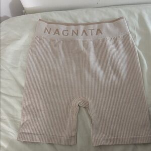 Nagnata Women's Beige Ribbed Bike Shorts
